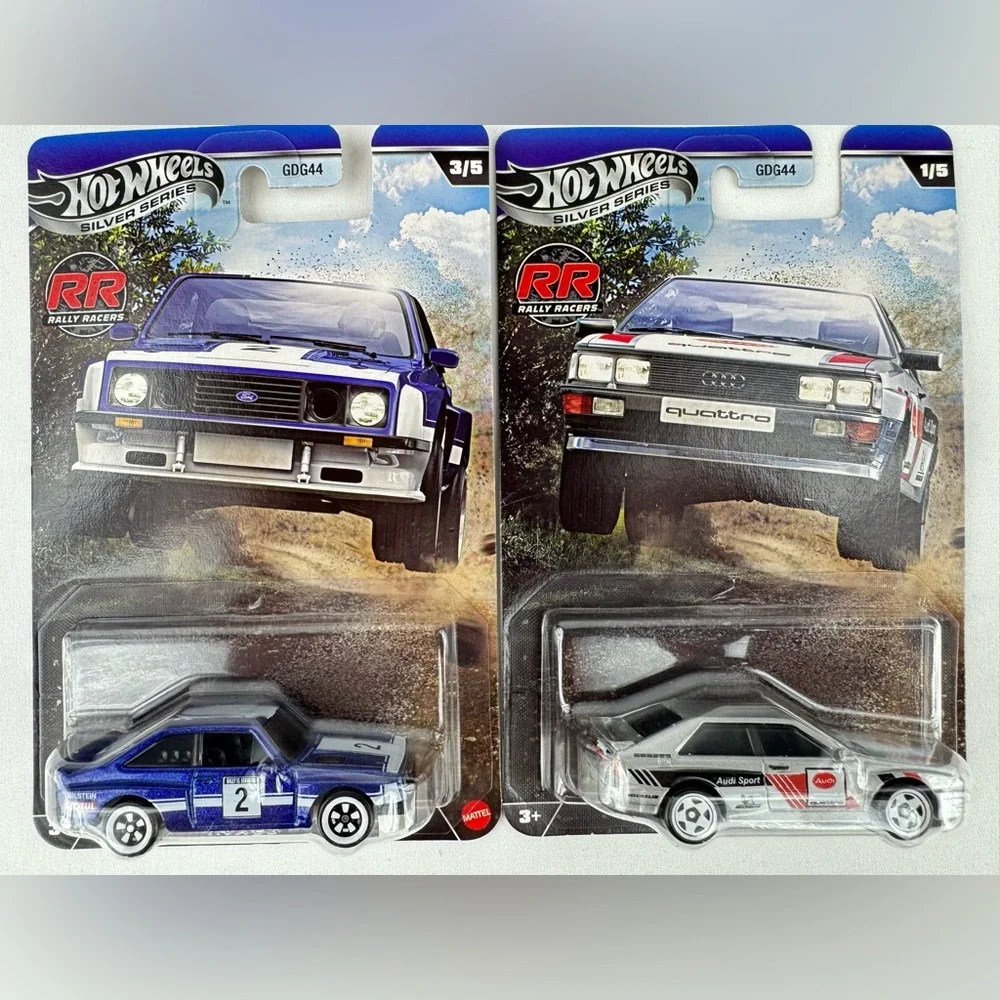 Hot Wheels Silver Series Rally Racers:Ford Escort RS1600 & Audi Quattro NIB (2)